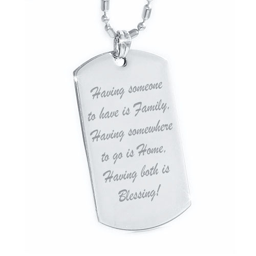 Text engraved pendant, for him