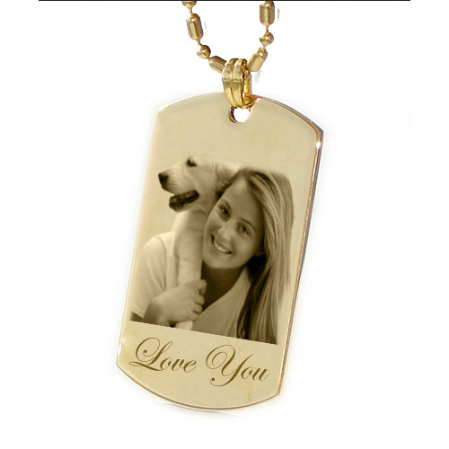 Picture engraved pendant, dog tag